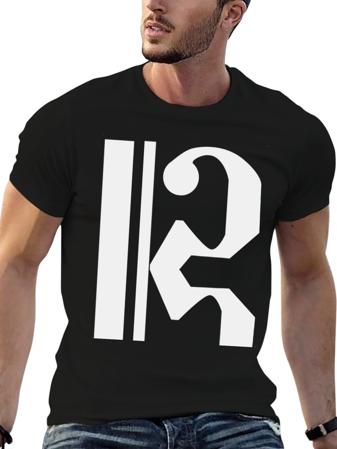 Camiseta Negra con Clave de Do Blanca