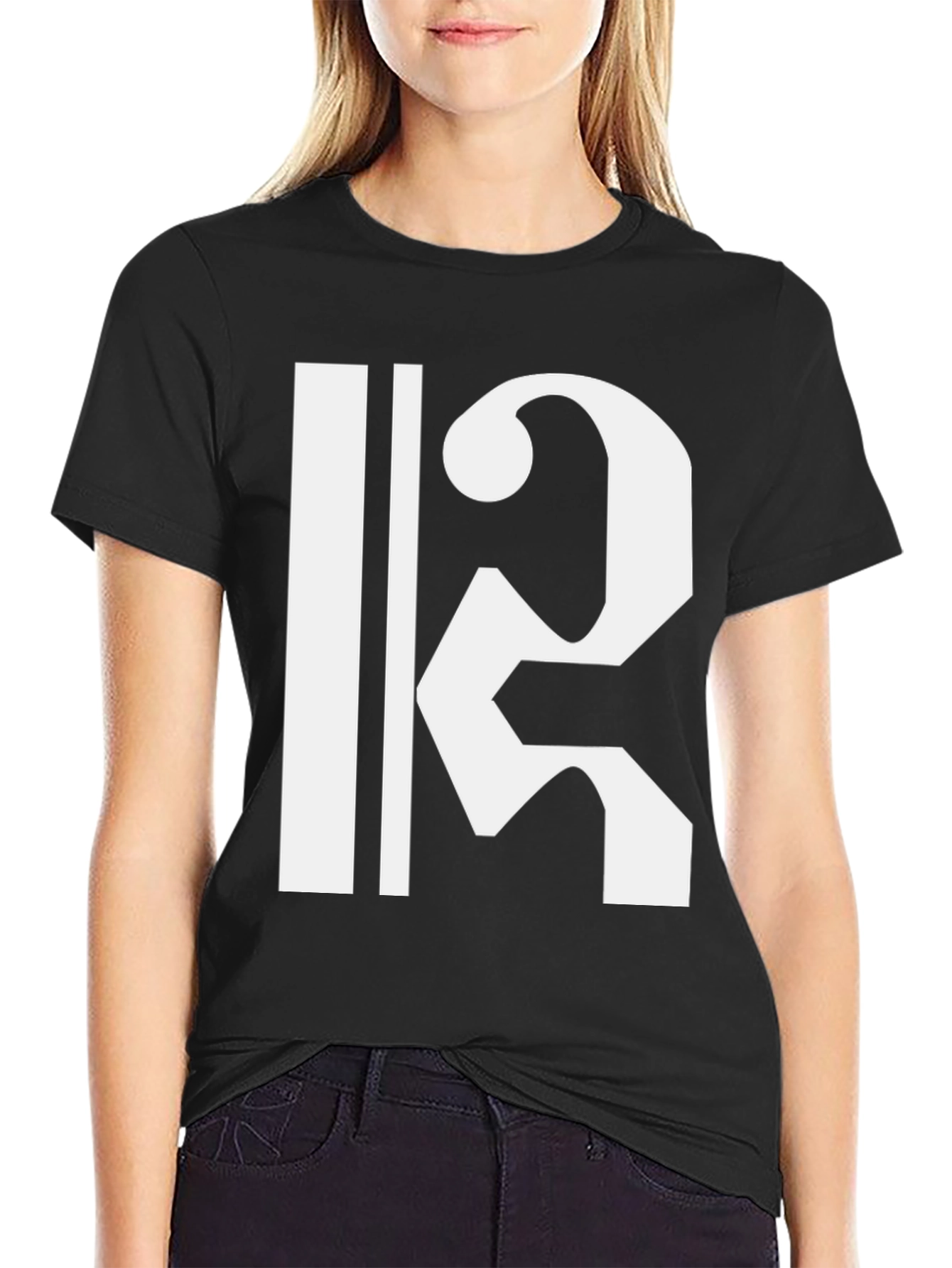 Camiseta Negra con Clave de Do Blanca