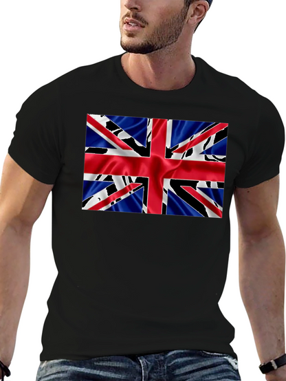 Camiseta Negra con Diseño de la Bandera Británica
