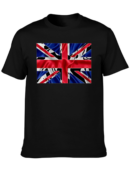 Camiseta Negra con Diseño de la Bandera Británica