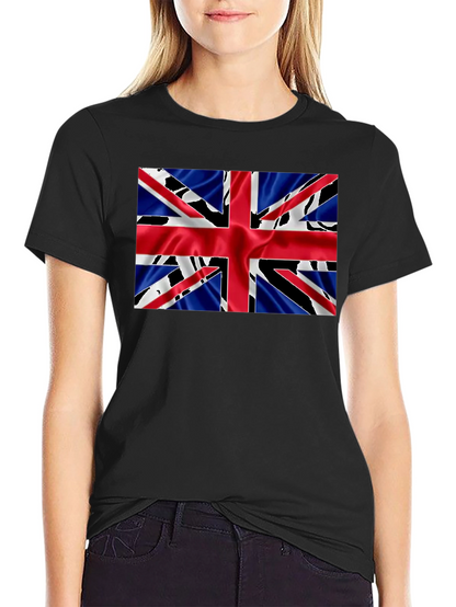 Camiseta Negra con Diseño de la Bandera Británica