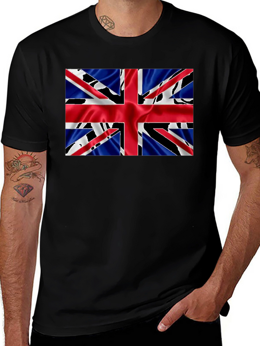 Camiseta Negra con Diseño de la Bandera Británica