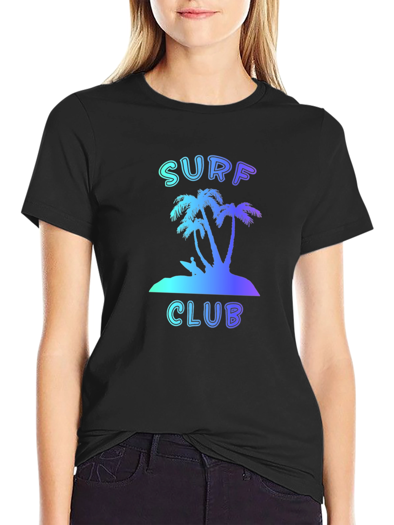 Camiseta Negra Surf Club Estilo Verano