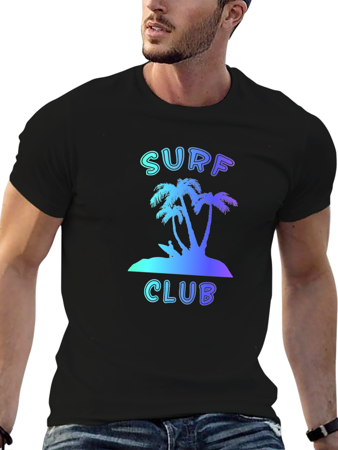 Camiseta Negra Surf Club Estilo Verano
