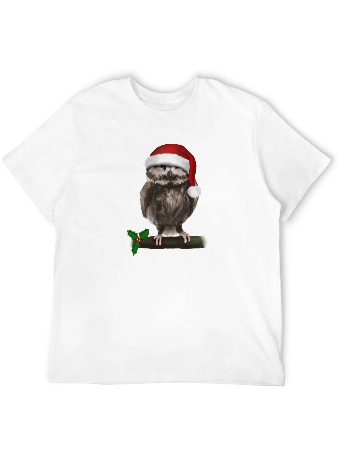 Camiseta Negra con Búho Navideño