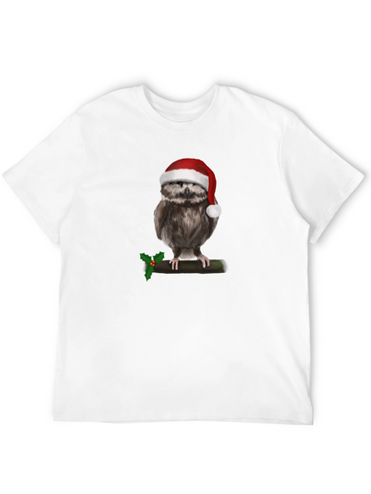 Camiseta Negra con Búho Navideño