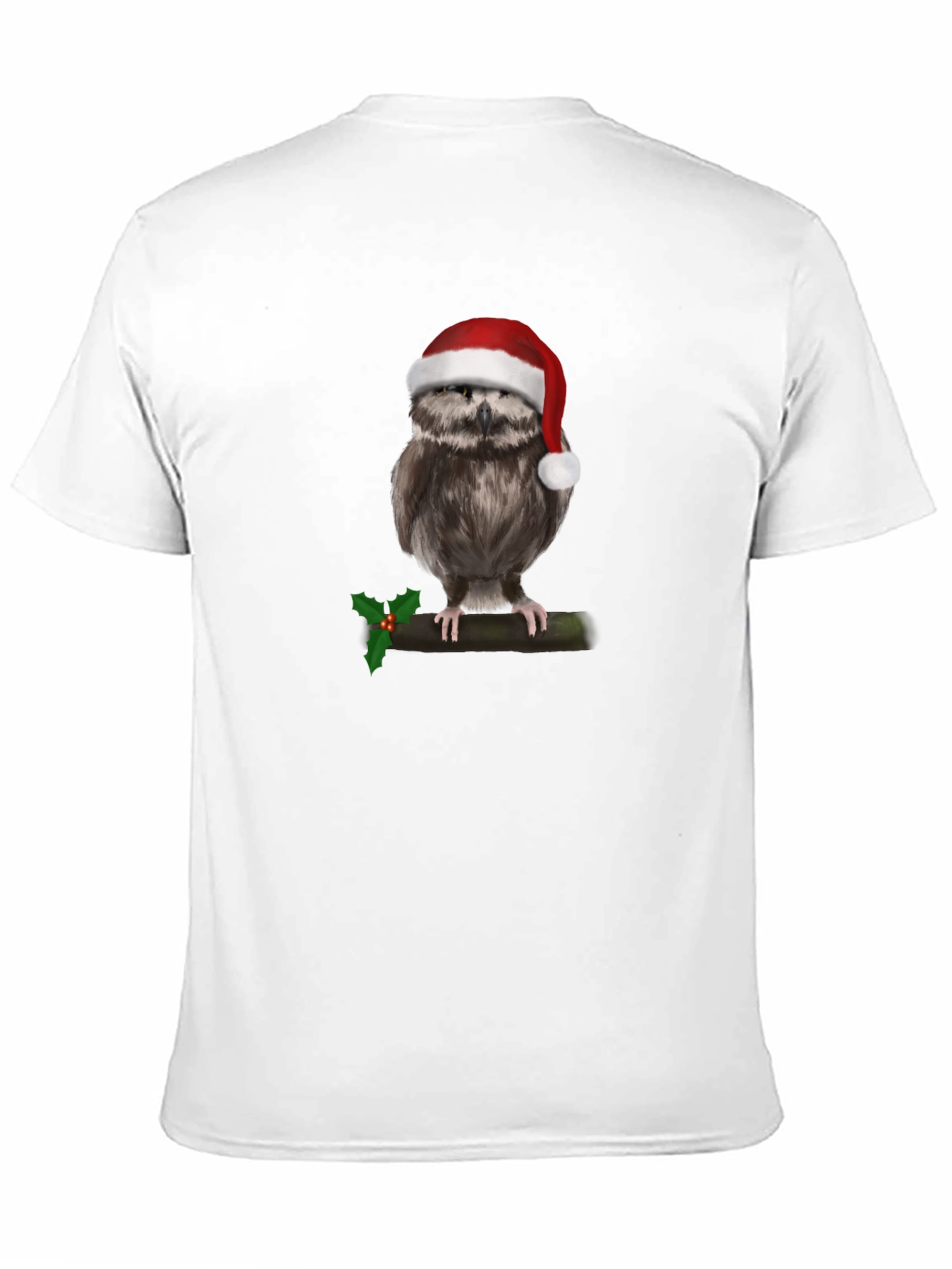 Camiseta Negra con Búho Navideño
