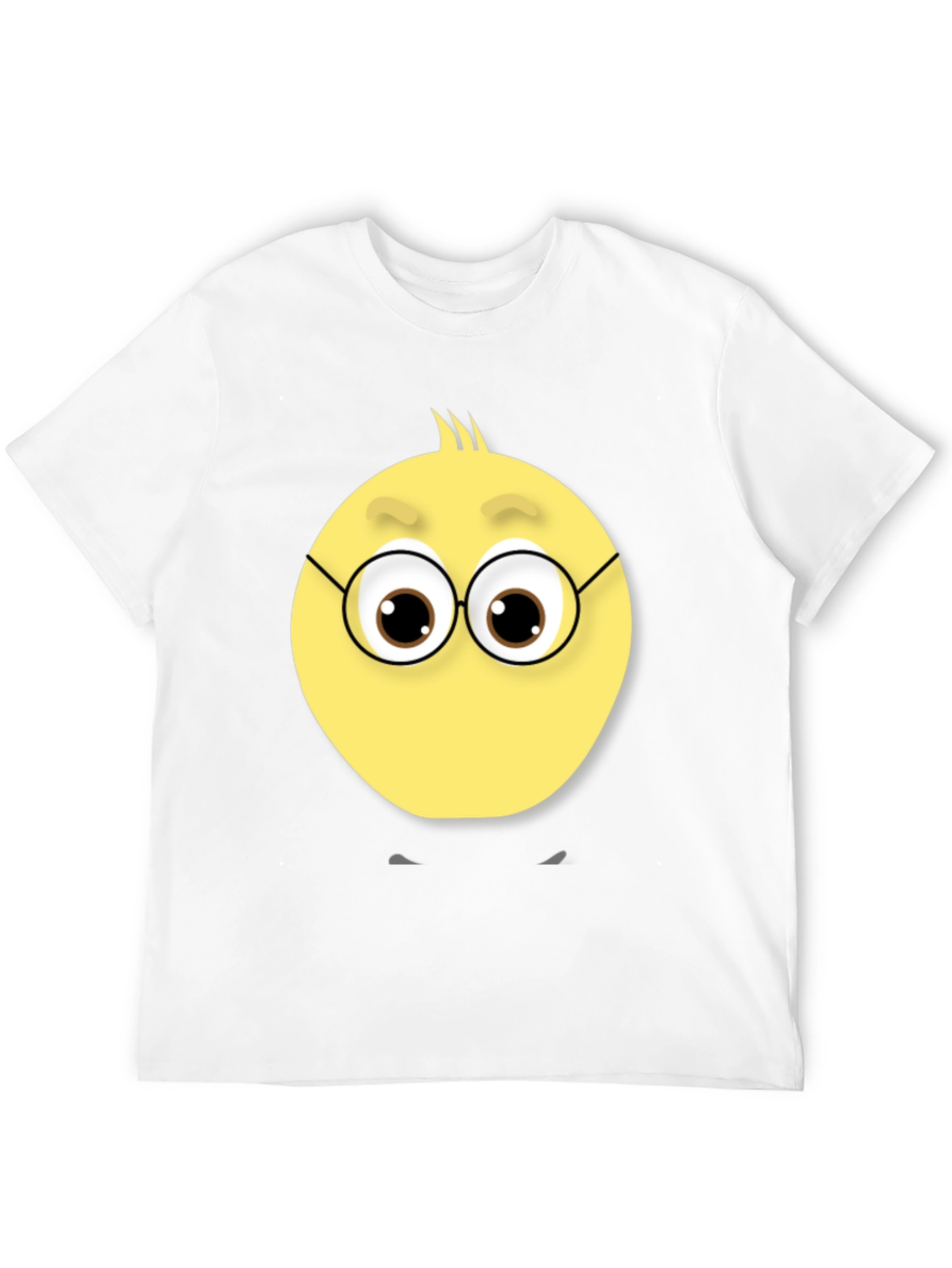 Camiseta Negra con Diseño de Emoticono Nerd
