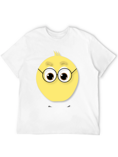 Camiseta Negra con Diseño de Emoticono Nerd