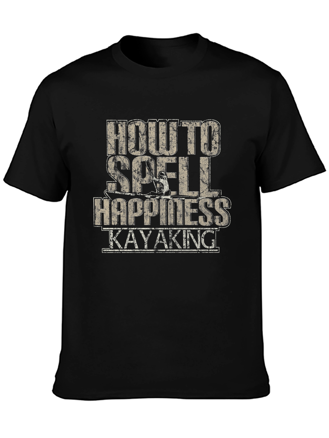 Camiseta Negra Cómo se escribe Felicidad: Kayak