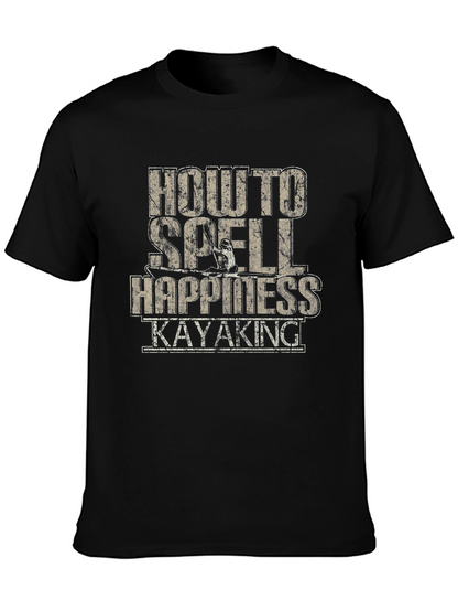 Camiseta Negra Cómo se escribe Felicidad: Kayak