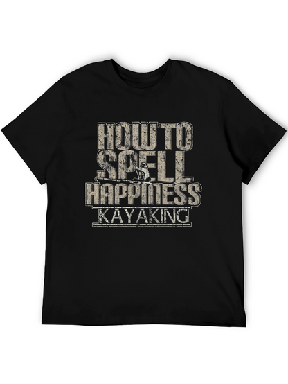Camiseta Negra Cómo se escribe Felicidad: Kayak