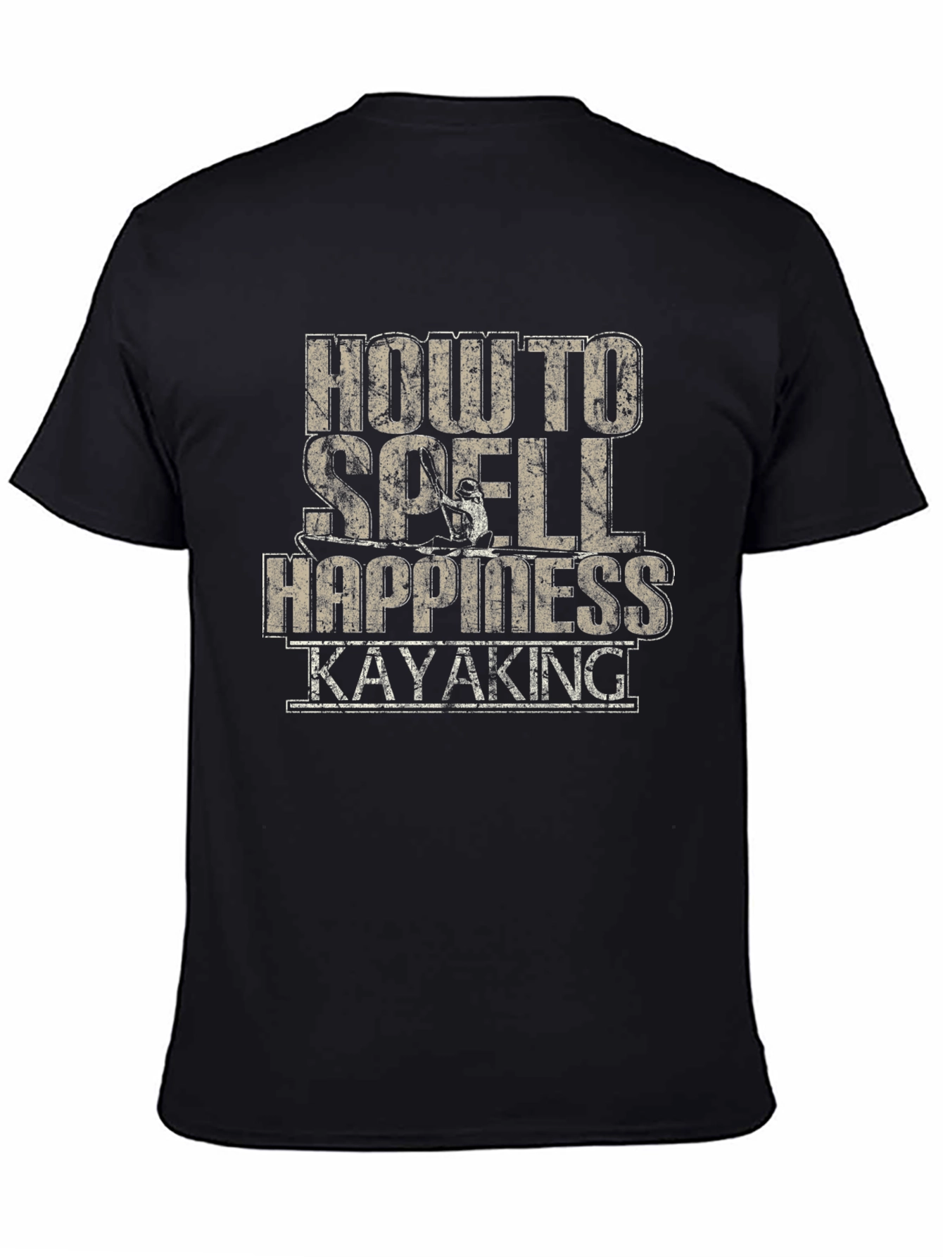 Camiseta Negra Cómo se escribe Felicidad: Kayak