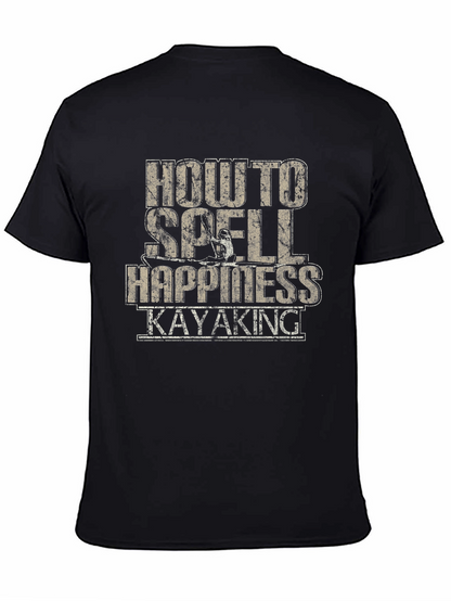 Camiseta Negra Cómo se escribe Felicidad: Kayak