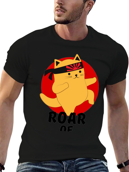 Camiseta Negra con Diseño de Gato Karateca