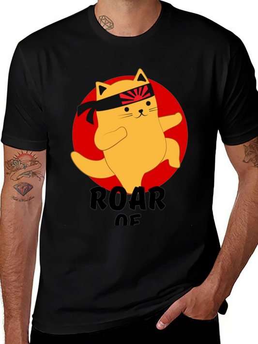 Camiseta Negra con Diseño de Gato Karateca