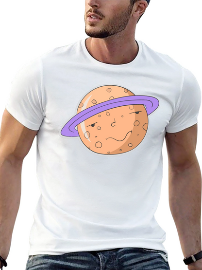 Camiseta Negra con Diseño de Planeta Serio