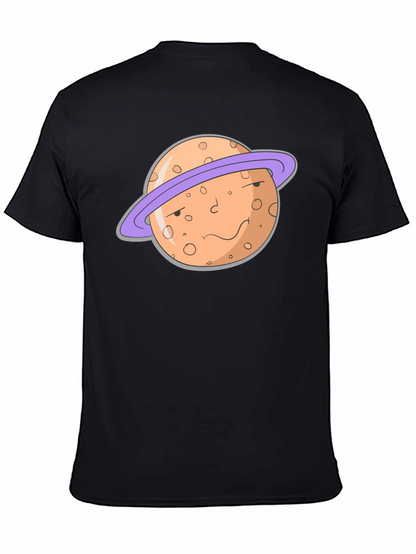 Camiseta Negra con Diseño de Planeta Serio