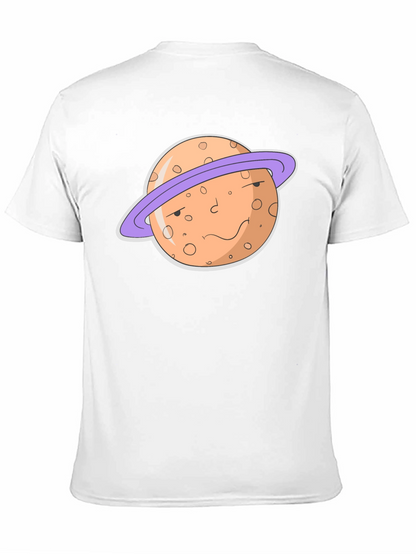 Camiseta Negra con Diseño de Planeta Serio
