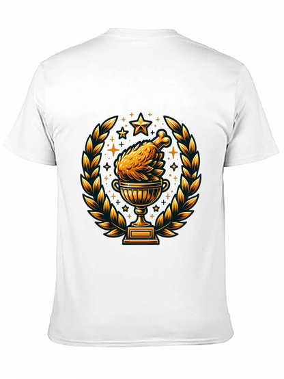 Camiseta Negra con Diseño de Pollo Trofeo Dorado