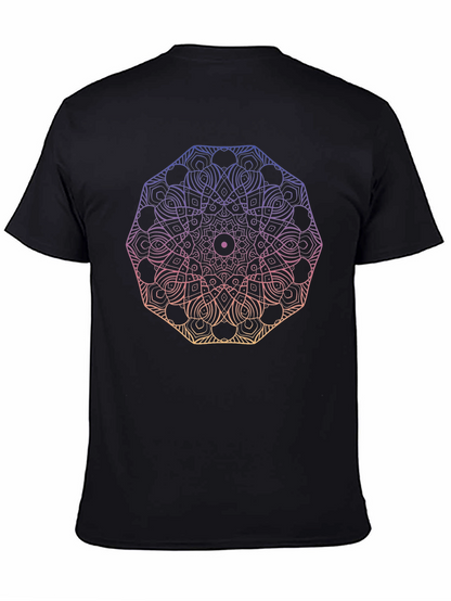 Camiseta Negra Mandala Degradada Unisex