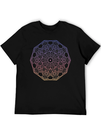 Camiseta Negra Mandala Degradada Unisex