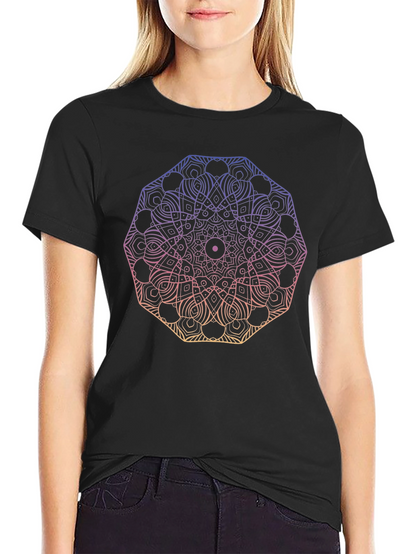 Camiseta Negra Mandala Degradada Unisex