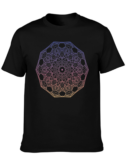 Camiseta Negra Mandala Degradada Unisex