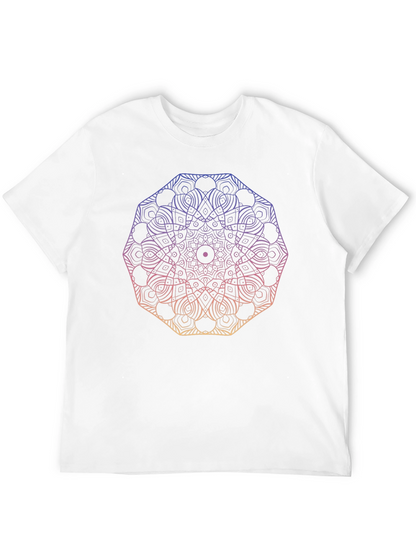 Camiseta Negra Mandala Degradada Unisex