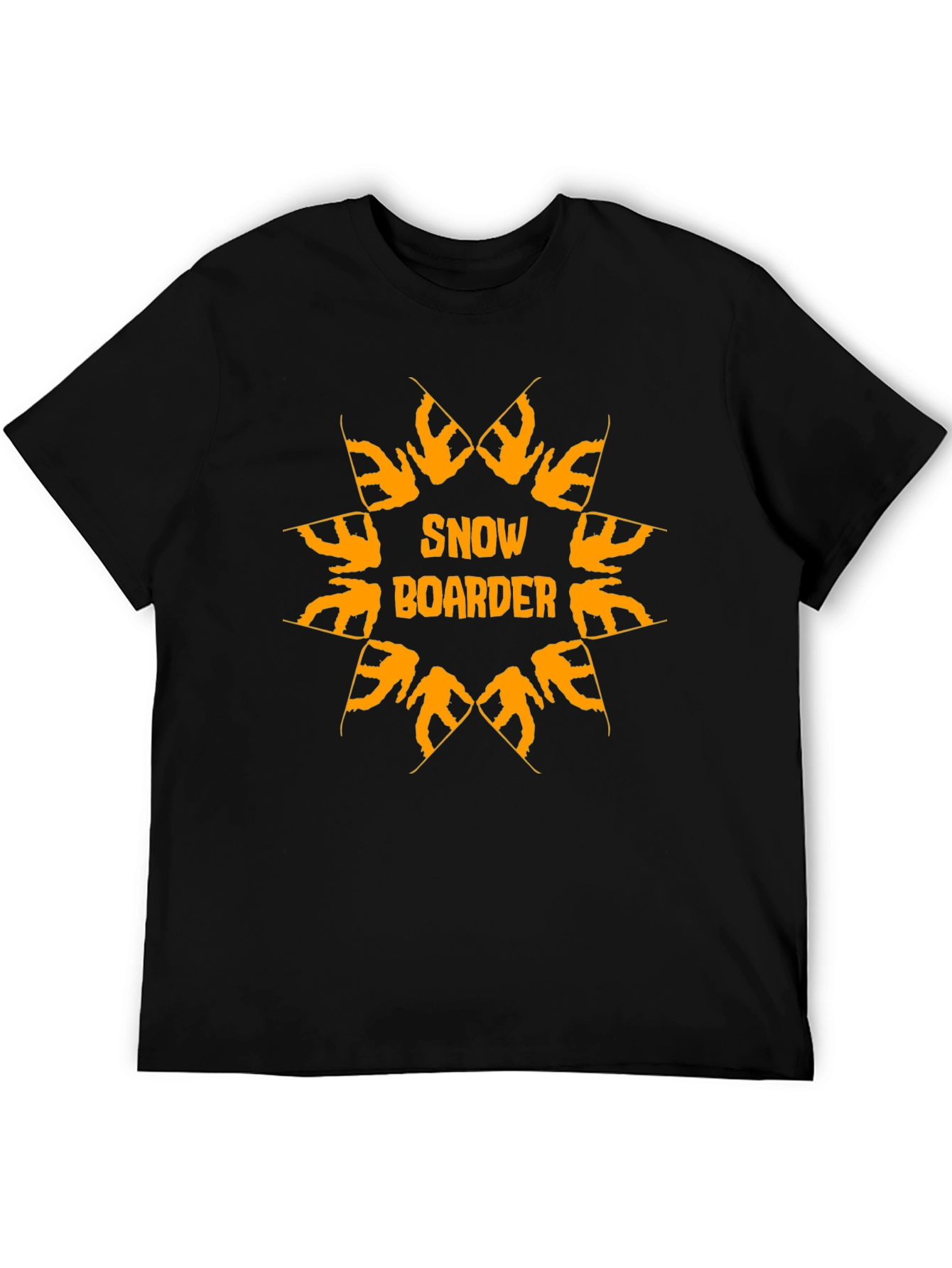 Camiseta Negra Snow Boarder Naranja