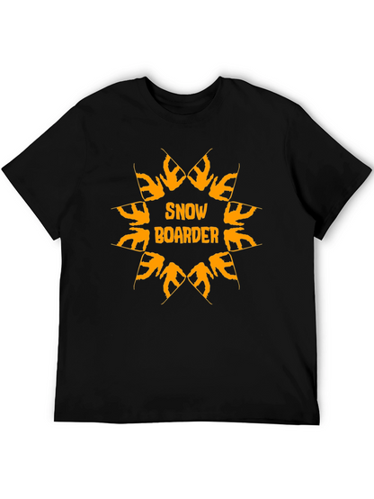 Camiseta Negra Snow Boarder Naranja