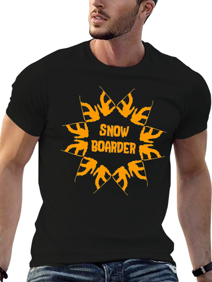 Camiseta Negra Snow Boarder Naranja