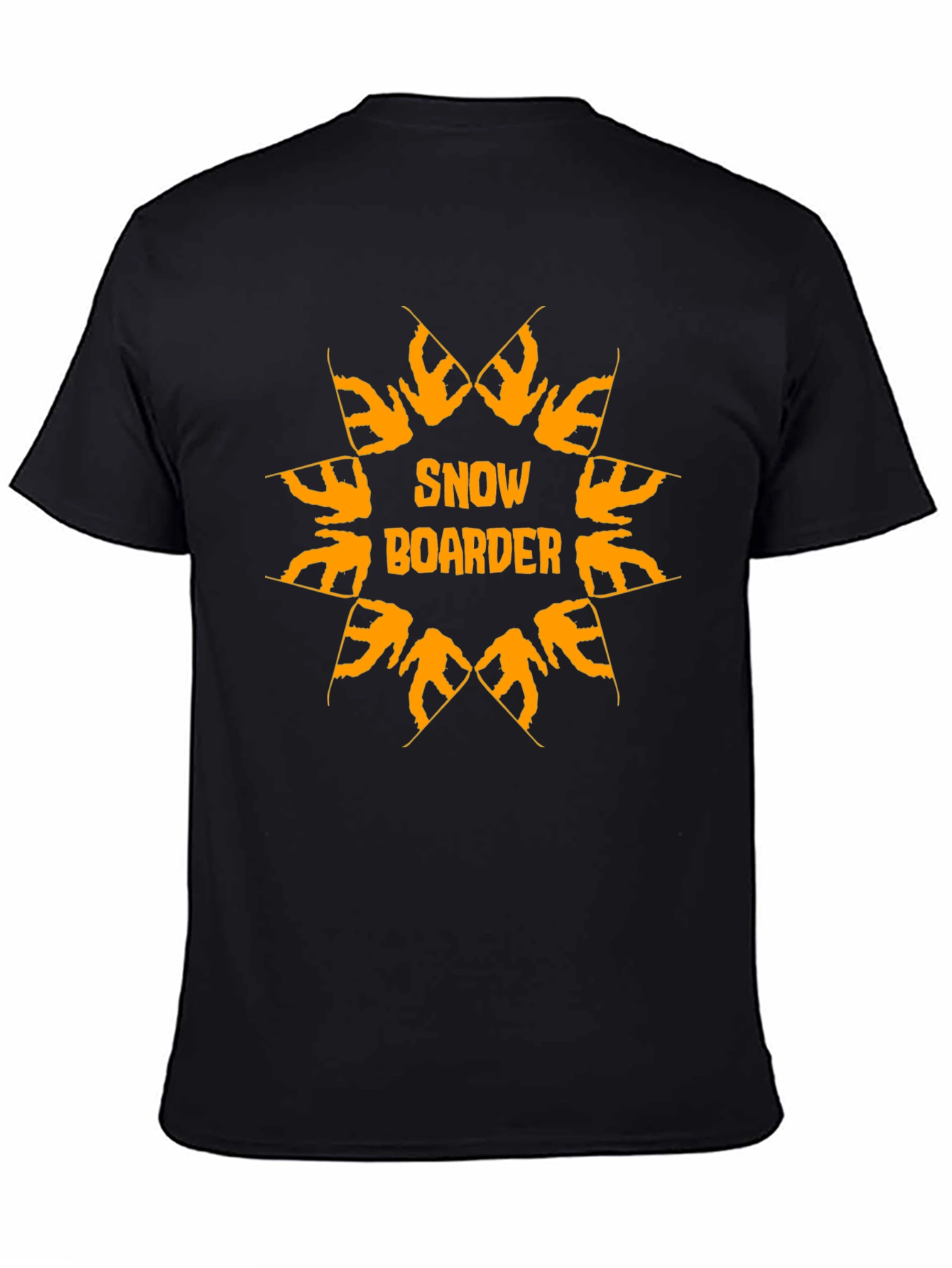 Camiseta Negra Snow Boarder Naranja