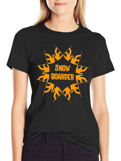 Camiseta Negra Snow Boarder Naranja