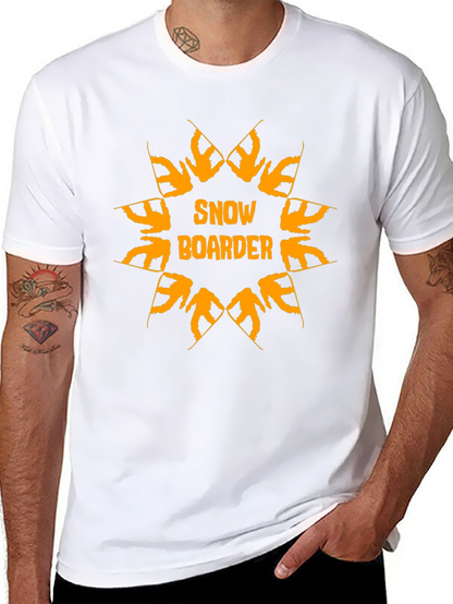 Camiseta Negra Snow Boarder Naranja