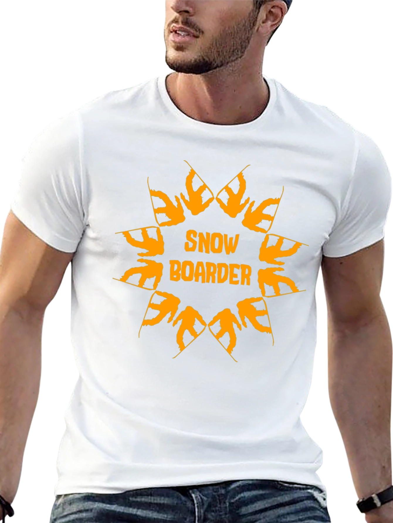 Camiseta Negra Snow Boarder Naranja