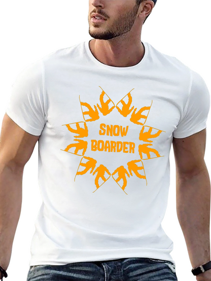 Camiseta Negra Snow Boarder Naranja