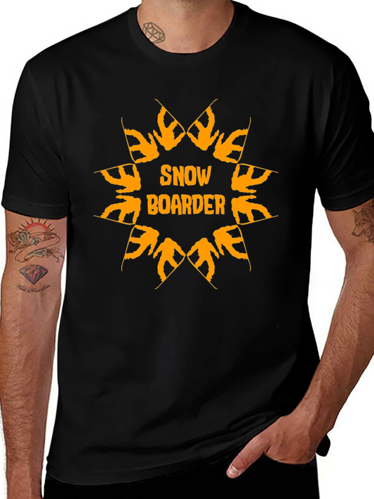Camiseta Negra Snow Boarder Naranja