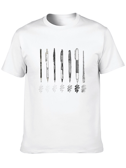 Camiseta Negra con Diseño de Bolígrafos