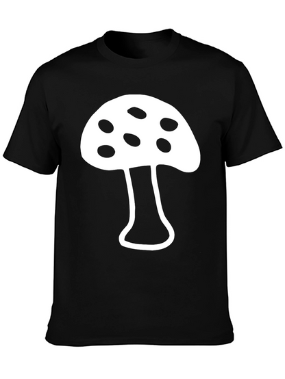 Camiseta Negra con Diseño de Hongo Blanco