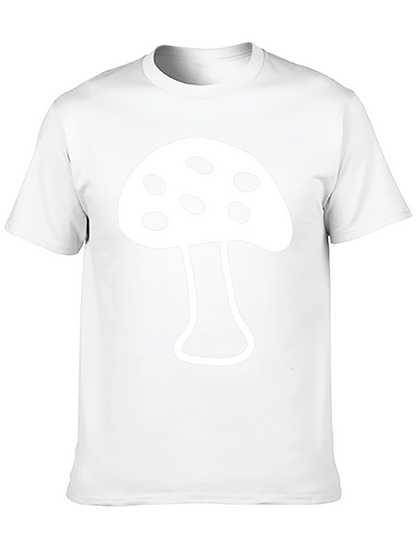 Camiseta Negra con Diseño de Hongo Blanco