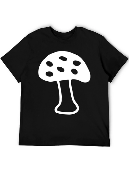 Camiseta Negra con Diseño de Hongo Blanco