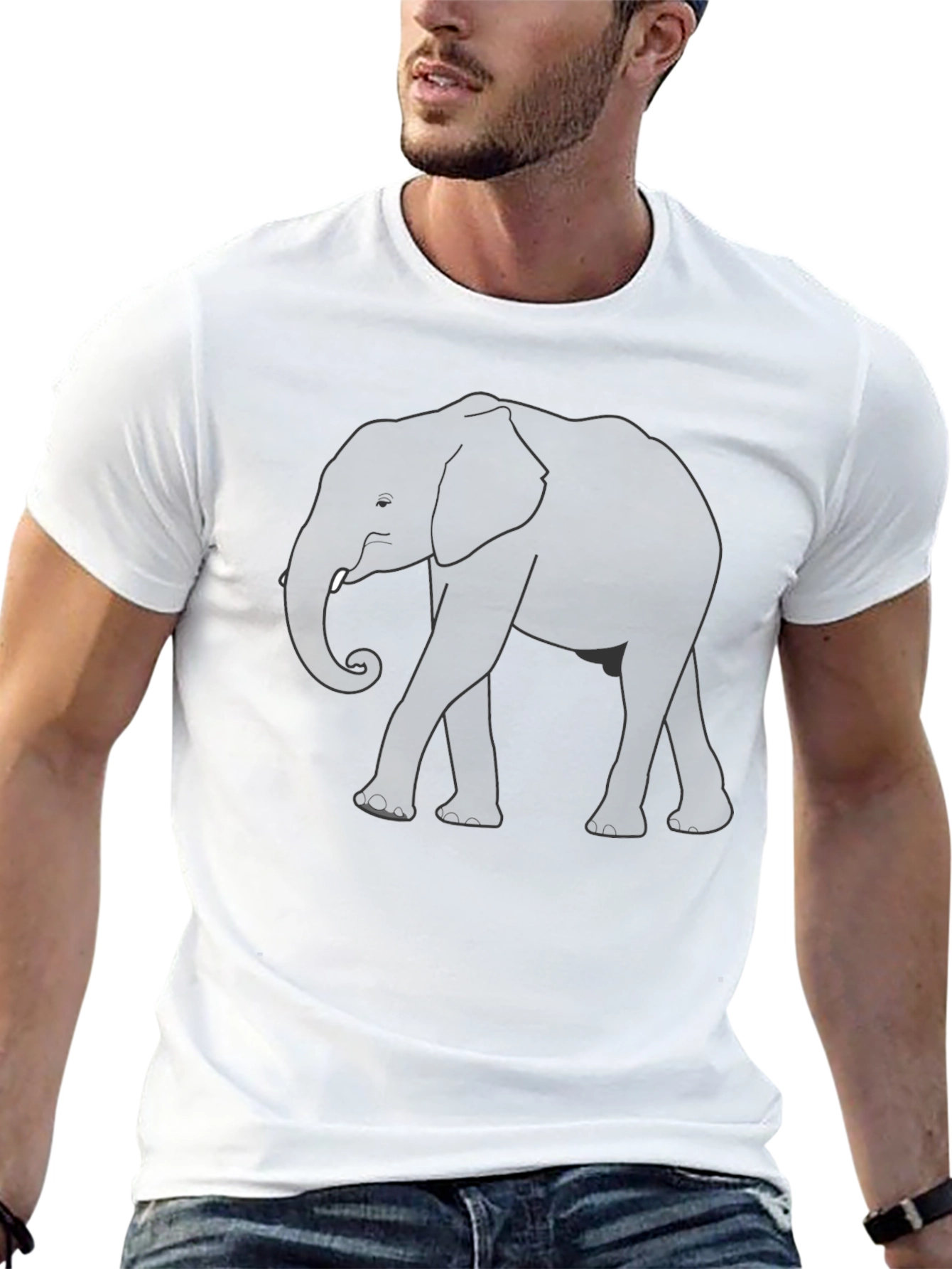 Camiseta Negra con Diseño de Elefante