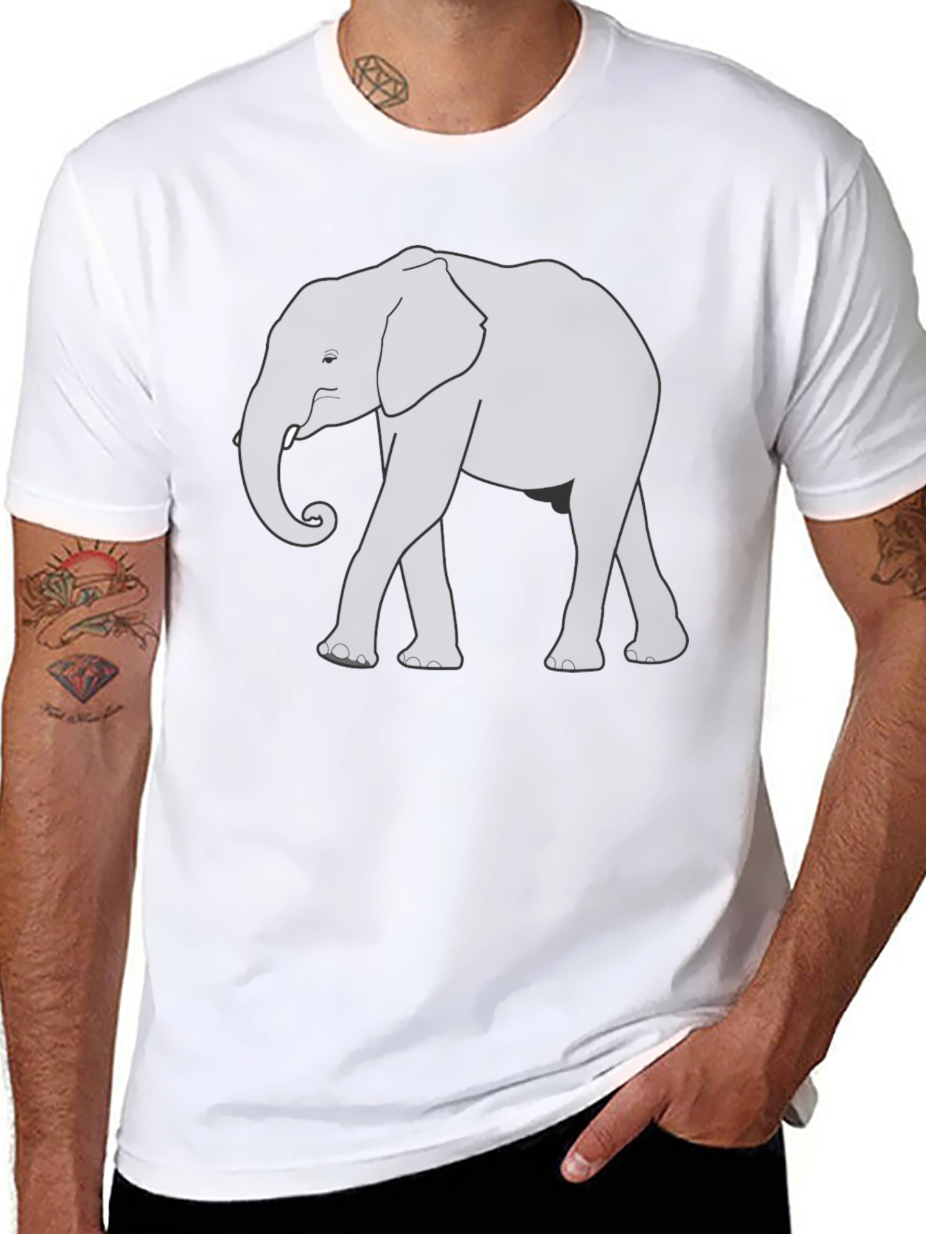Camiseta Negra con Diseño de Elefante