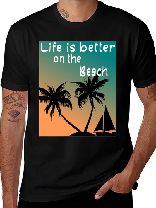 Camiseta Negra Playa: La Vida es Mejor en la Playa
