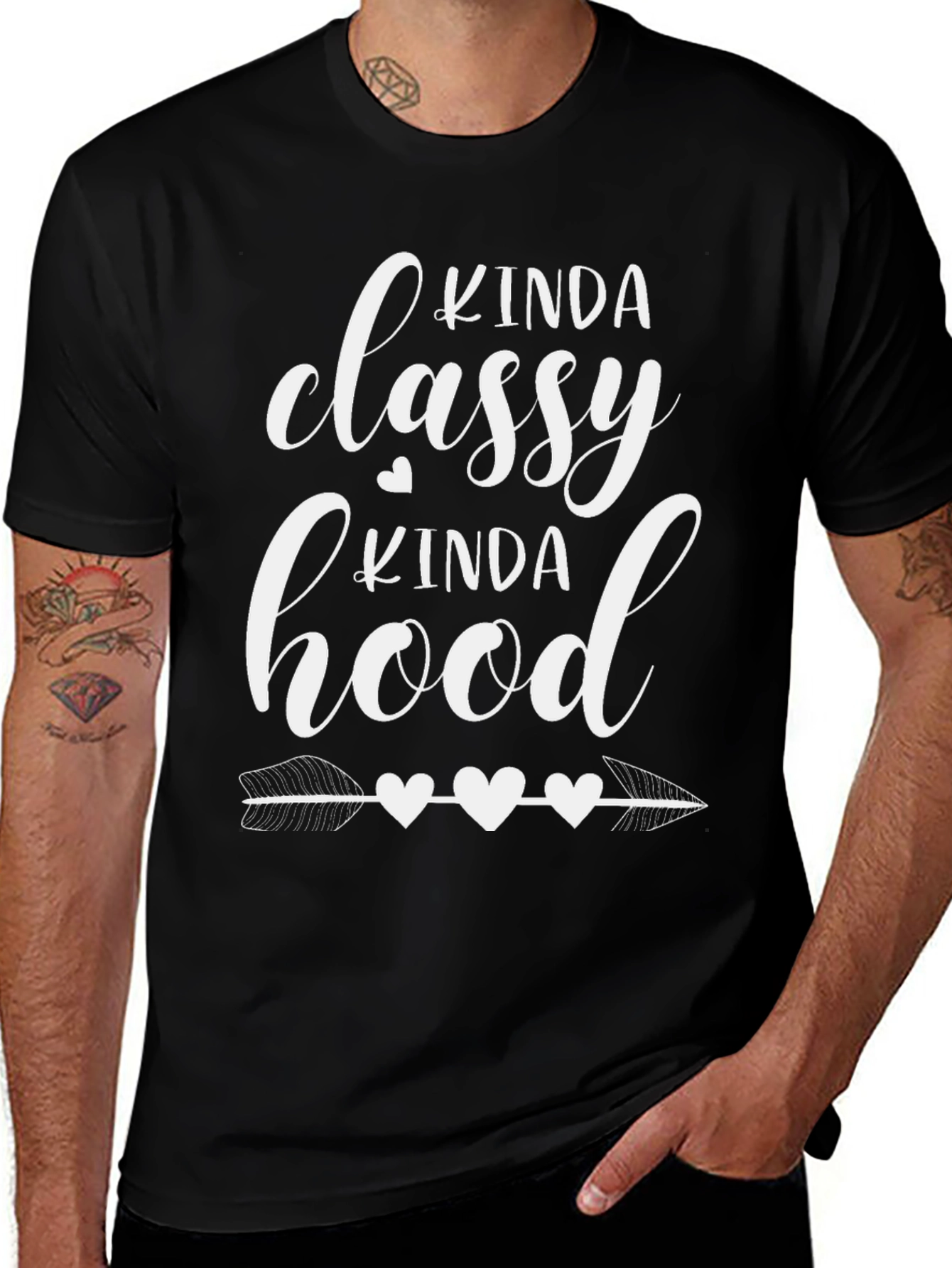 Camiseta Negra Kinda Classy Kinda Hood