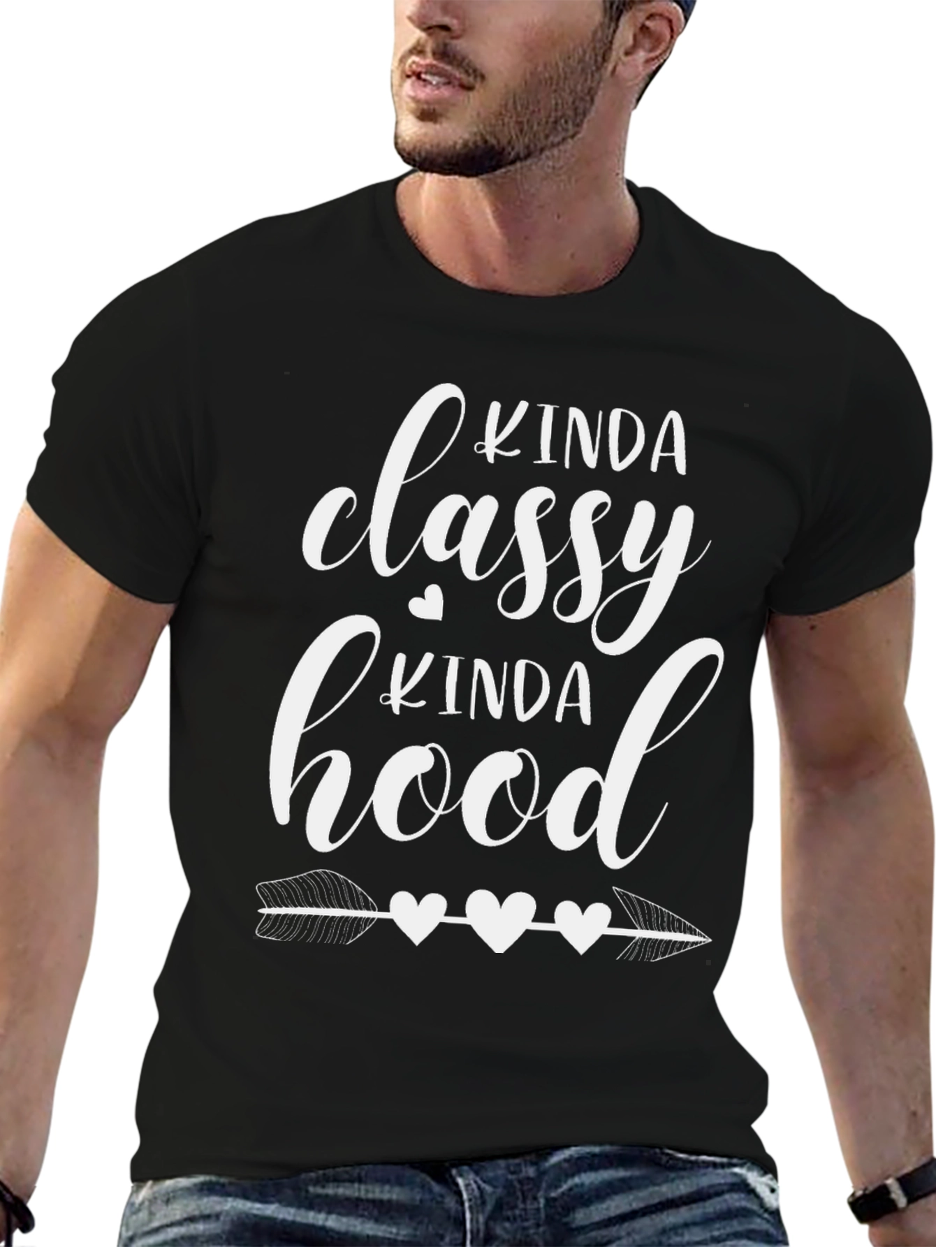 Camiseta Negra Kinda Classy Kinda Hood