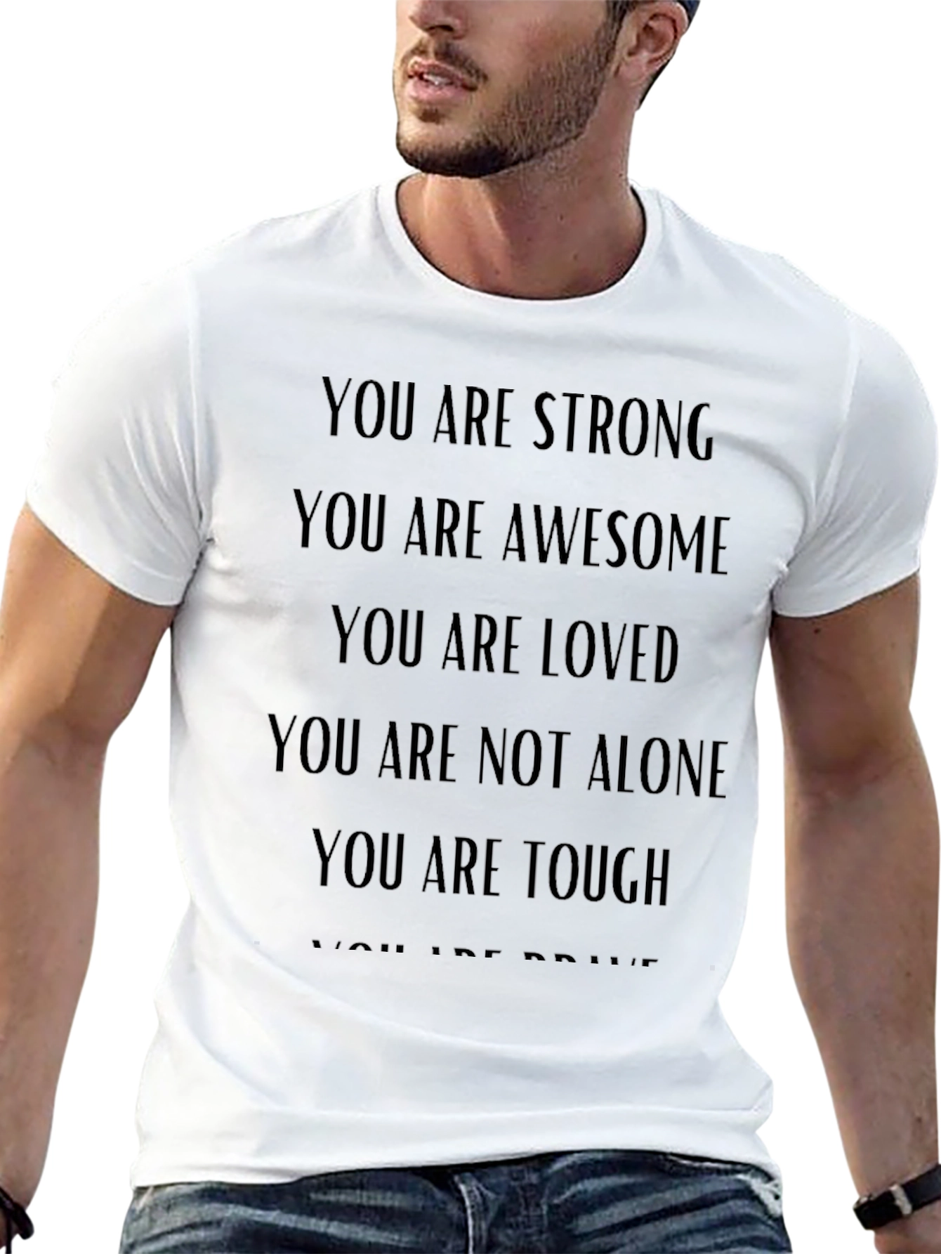 Camiseta Motivacional: Eres Fuerte Increíble y Amado