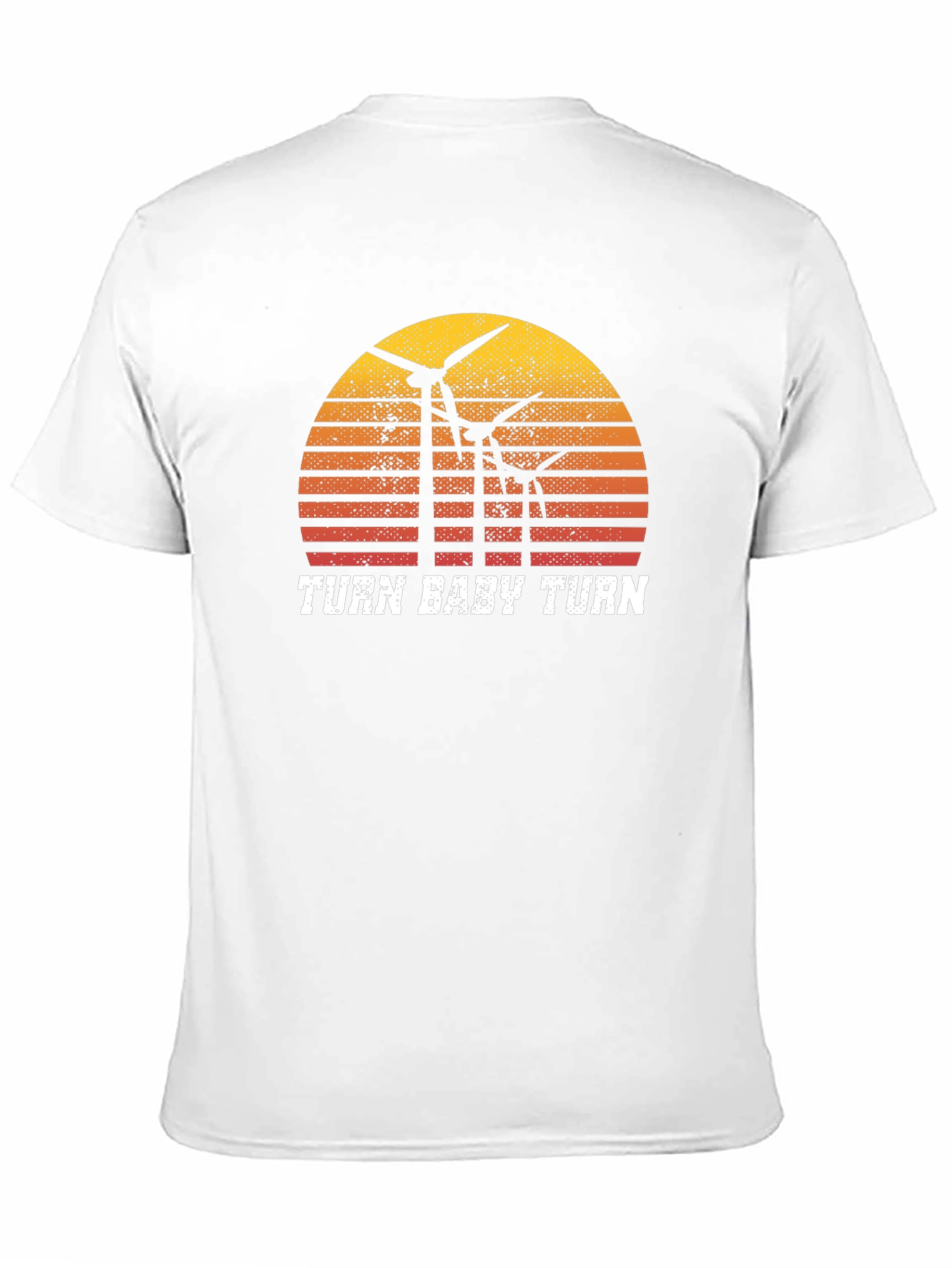 Camiseta Negra Retro Turn Baby Turn Energía Eólica