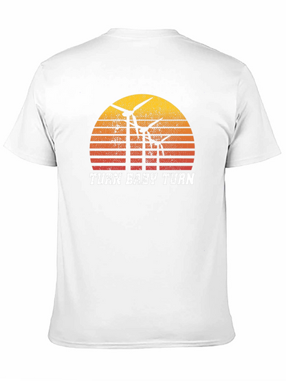Camiseta Negra Retro Turn Baby Turn Energía Eólica
